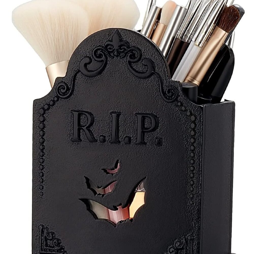 Tombstone Gothic Pen Holder Coffin Makeup Brush Holder Utensil Goth Toothbrush S